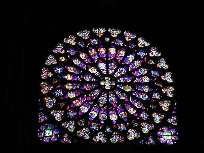 Stained glass rose window