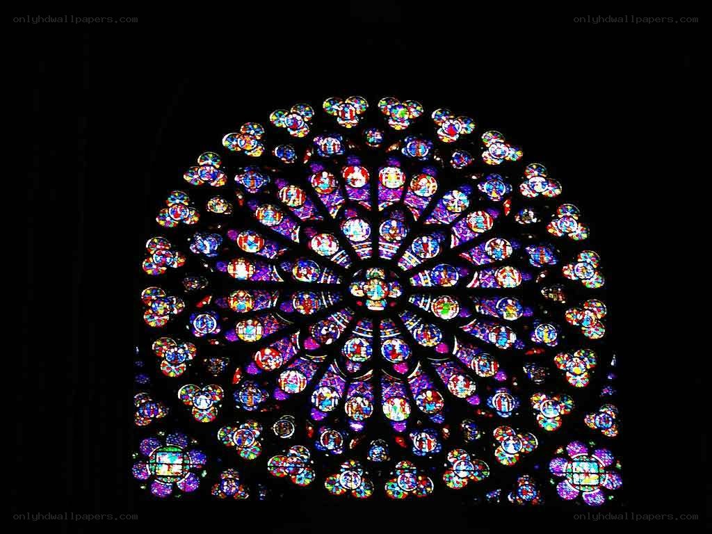 Stained glass rose window