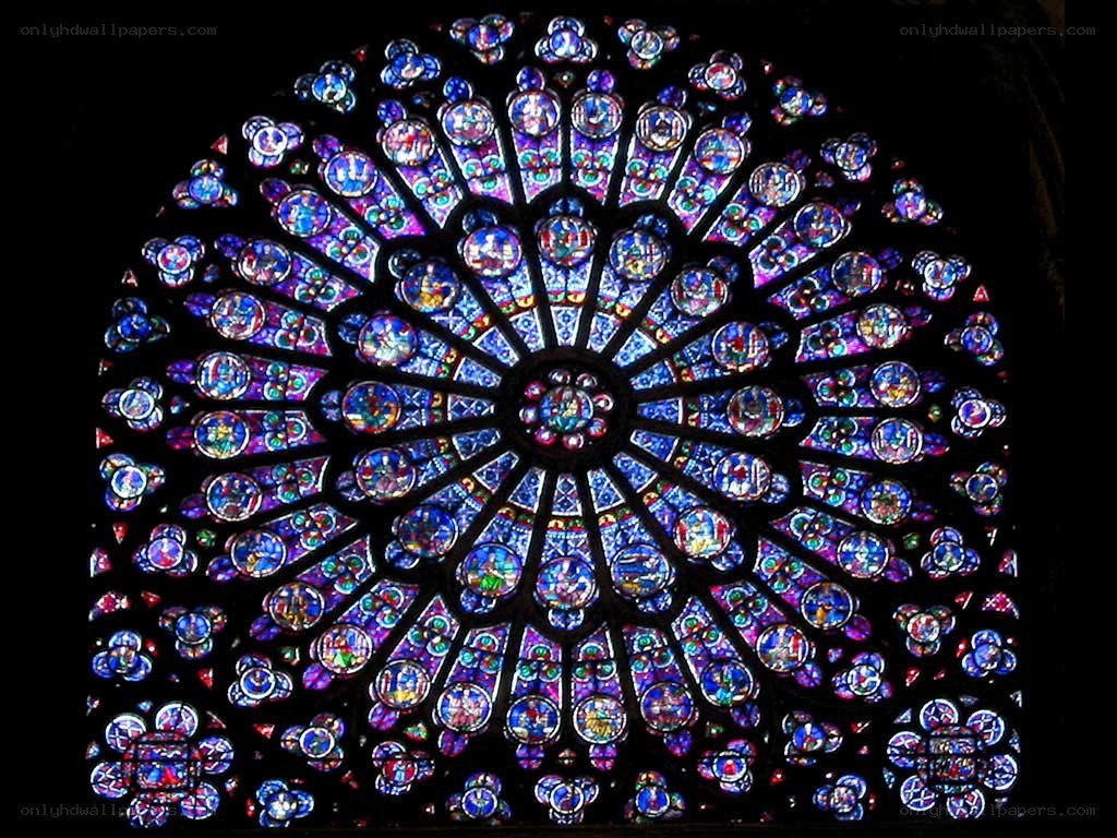 Stained glass rose window
