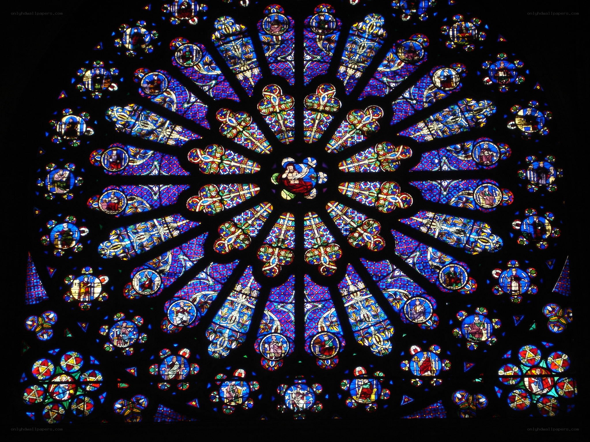 Stained glass rose window