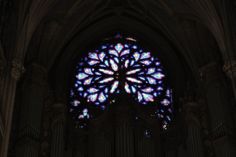 Stained glass rose window