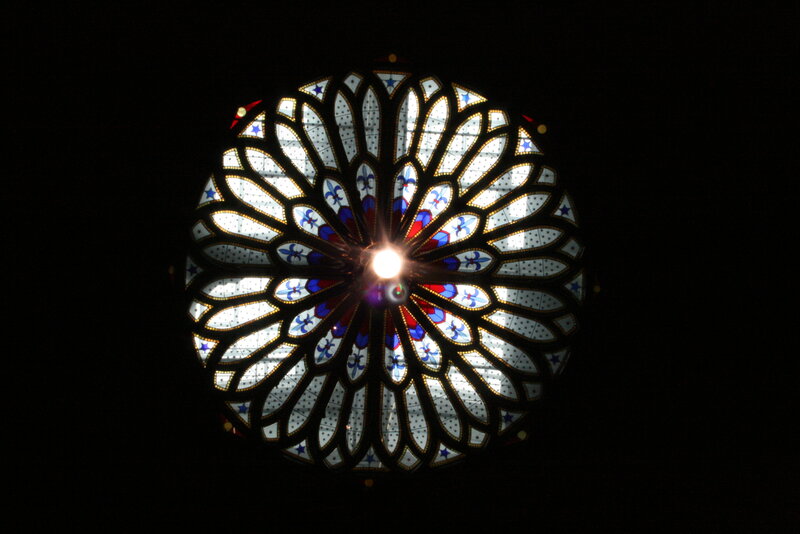 Stained glass rose window