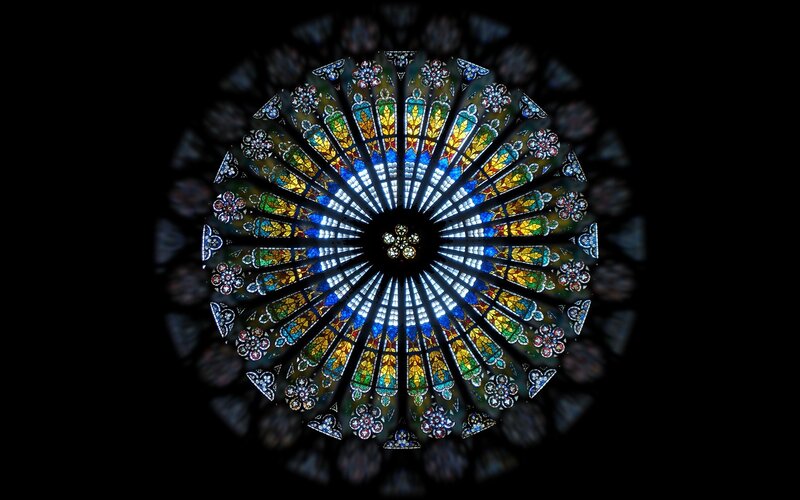 Stained glass rose window