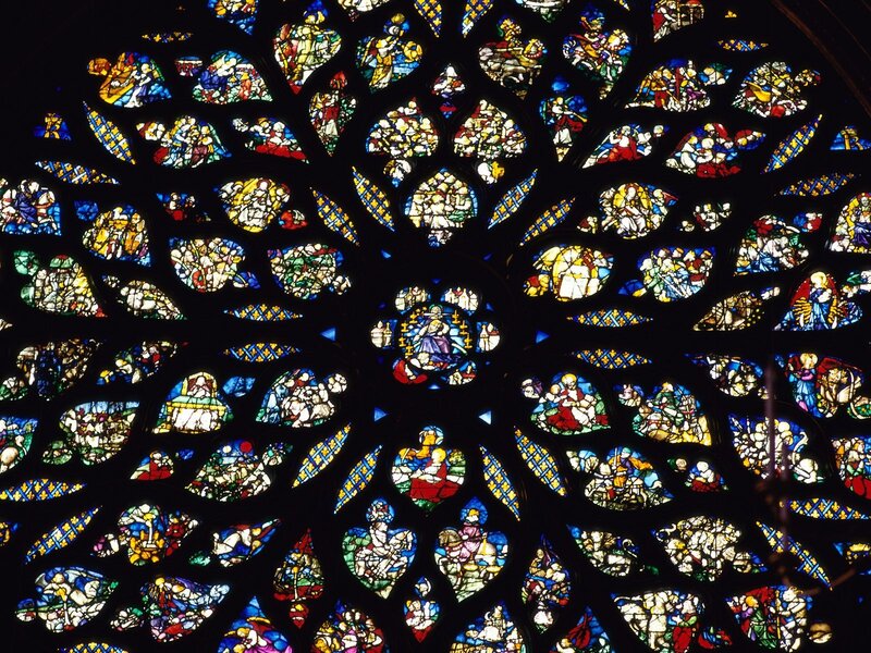 Stained glass rose window