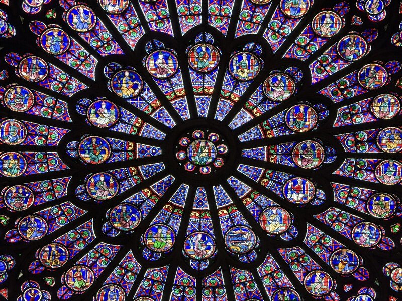 Stained Glass Rose Window — Blue