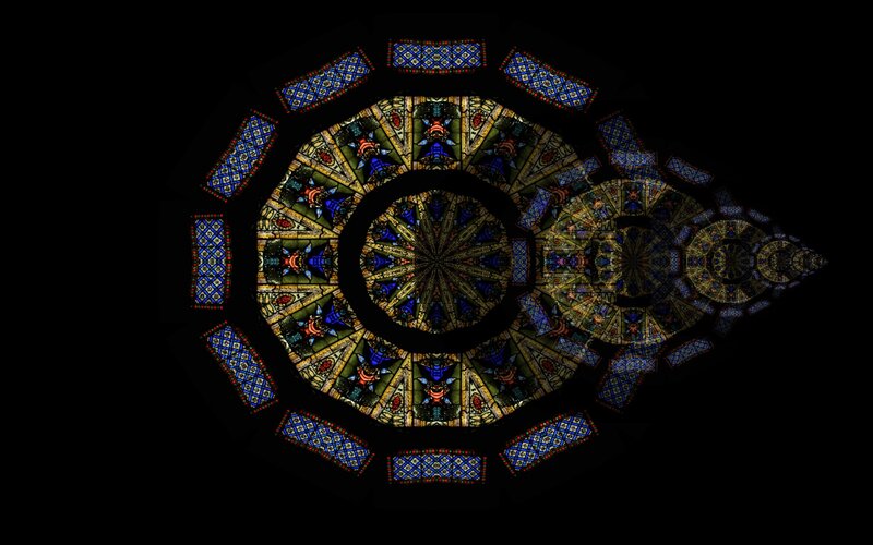Stained glass rose window