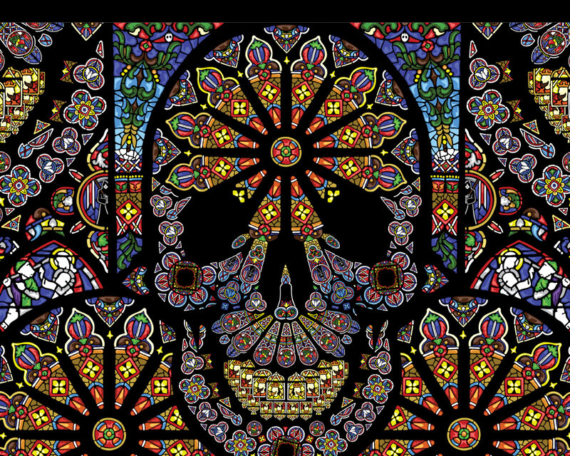 Stained glass skull design