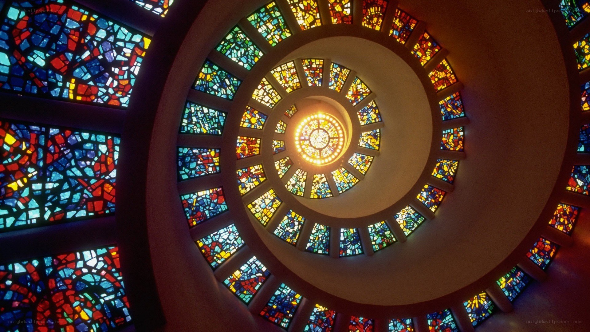 stained glass spiral ceiling