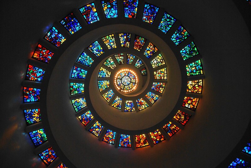 stained glass spiral ceiling