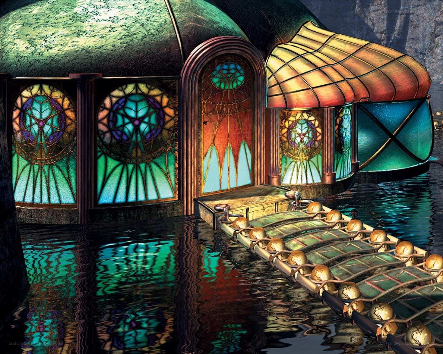 stained glass water temple