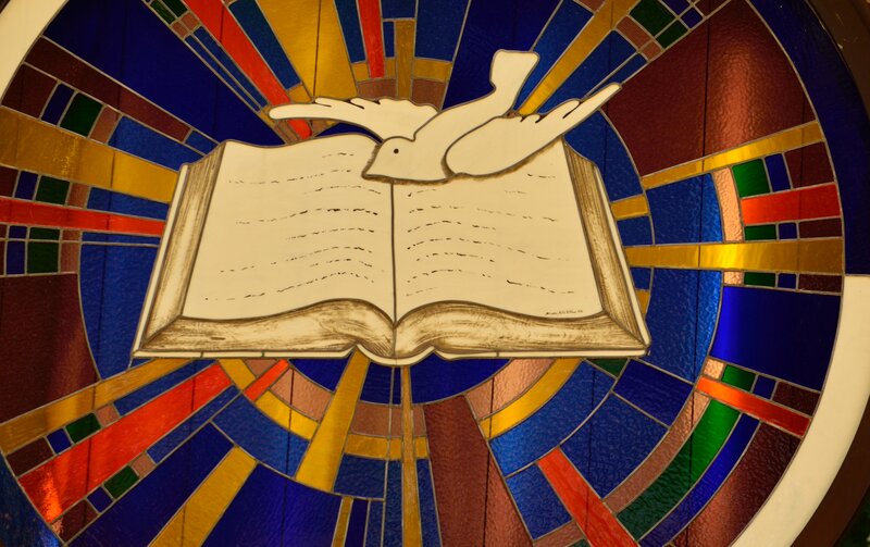 Stained Glass Window — Blue, Serene, Illustration, Book