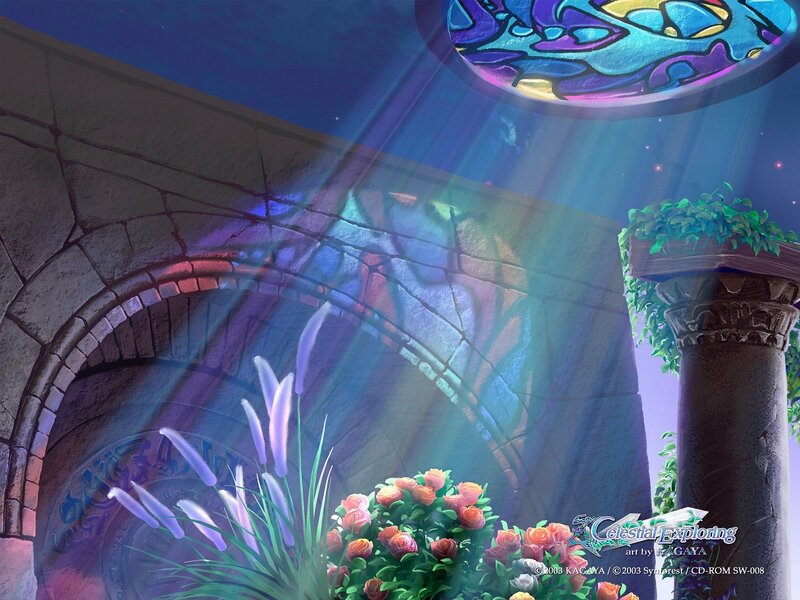 Stained Glass Window — Blue, Serene, Night, Digital Art