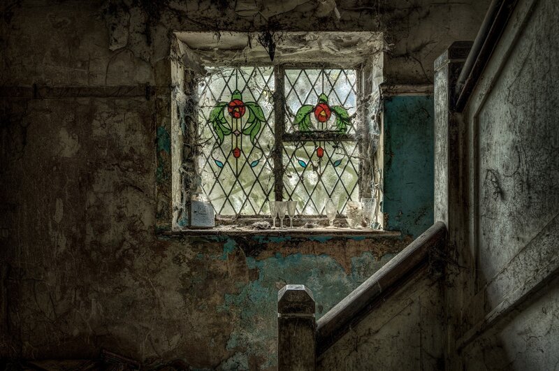 Stained Glass Window — Green, Dramatic