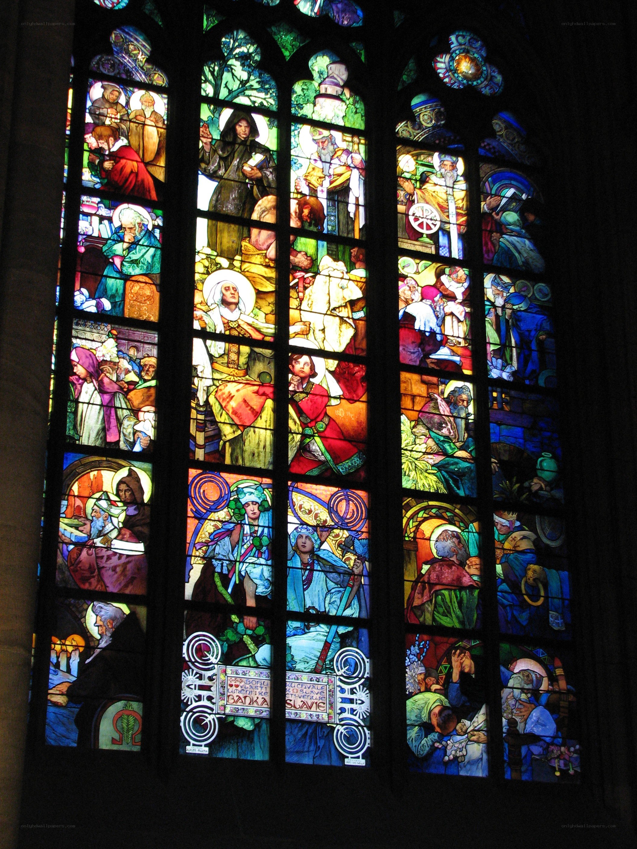 Stained glass window in a church