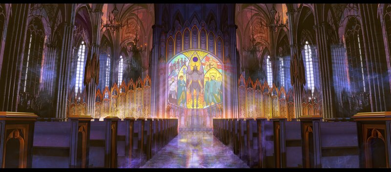 Stained Glass Window in Cathedral — Purple