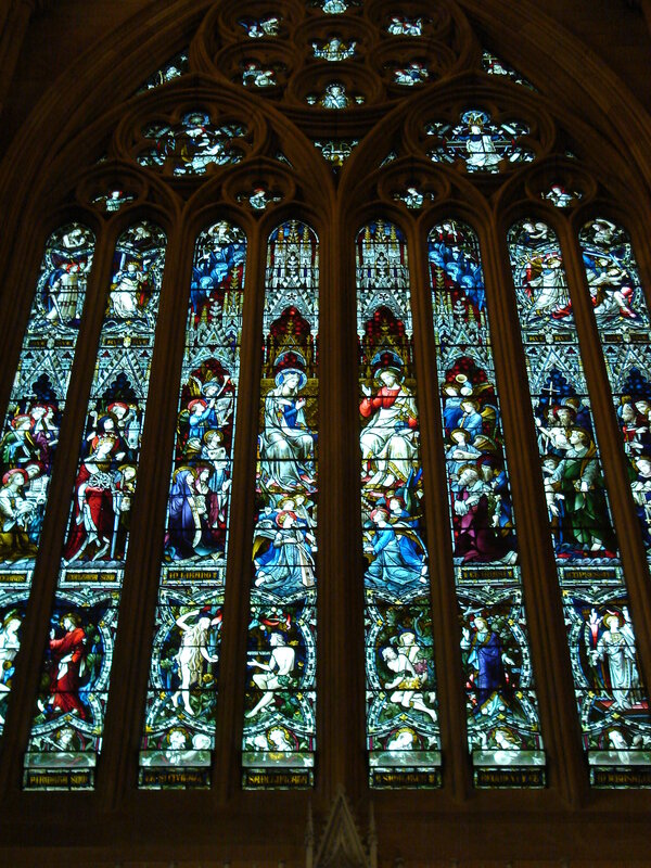 Stained glass window in cathedral