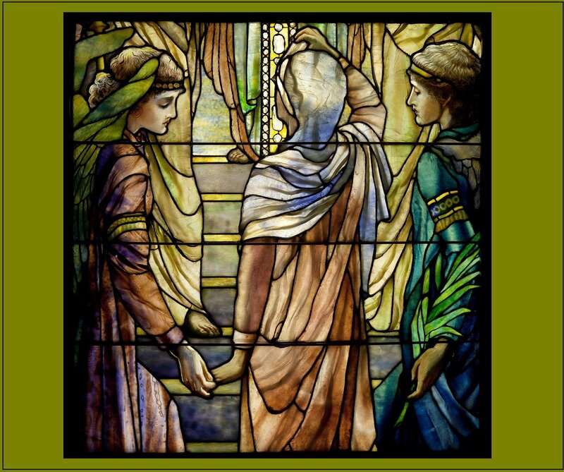 Stained Glass Window Scene — Green