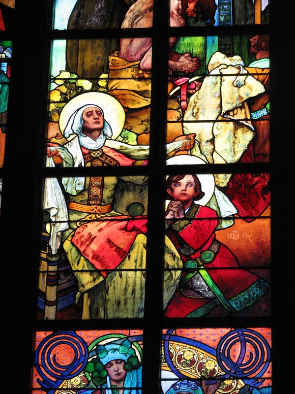 Stained Glass Window Scene — Red