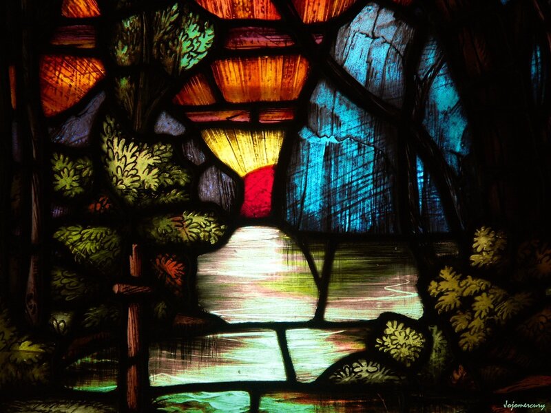 Stained glass window scene