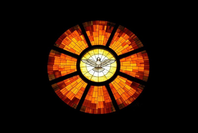 Stained Glass Window with Dove