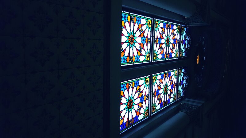 Stained Glass Windows — Blue, Dramatic, Night