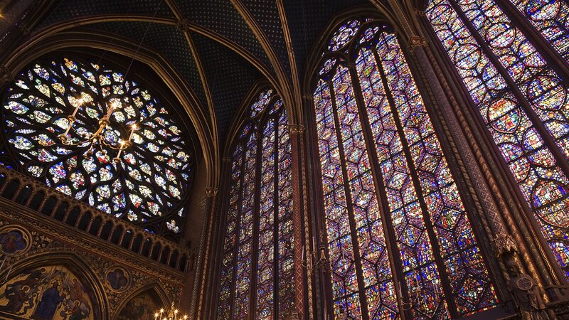 Stained glass windows in a cathedral