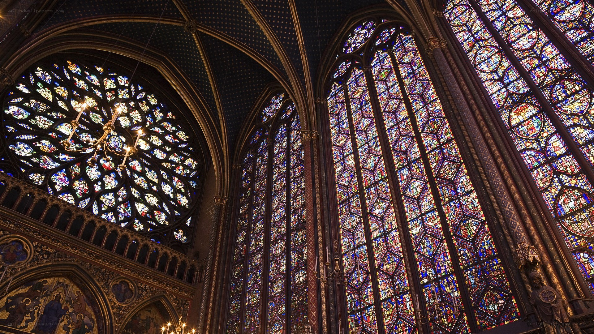 Stained glass windows in a cathedral