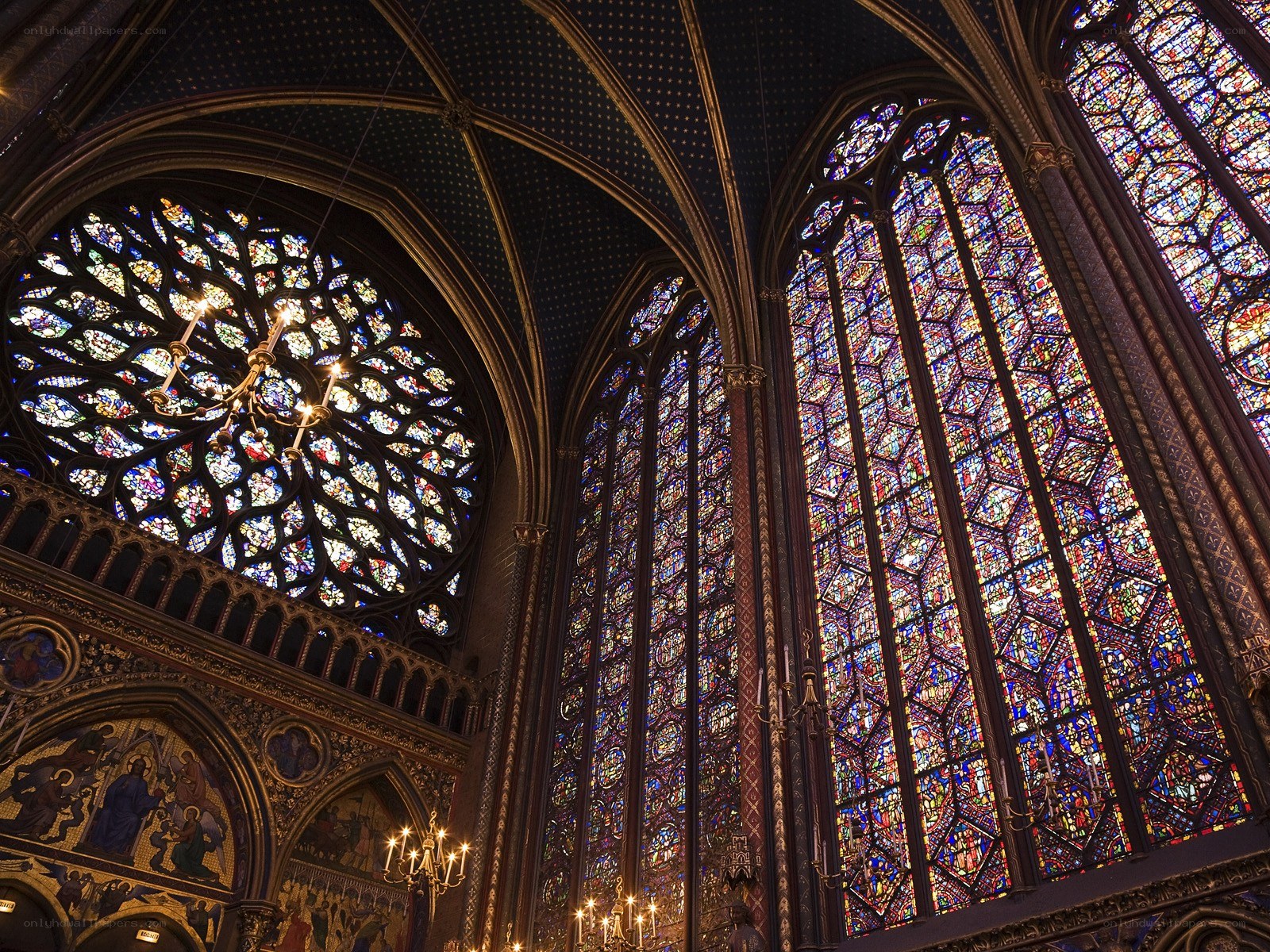 Stained glass windows in a cathedral