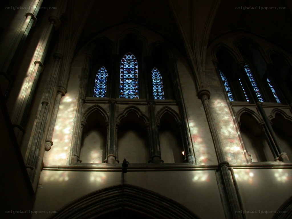 Stained glass windows in a cathedral
