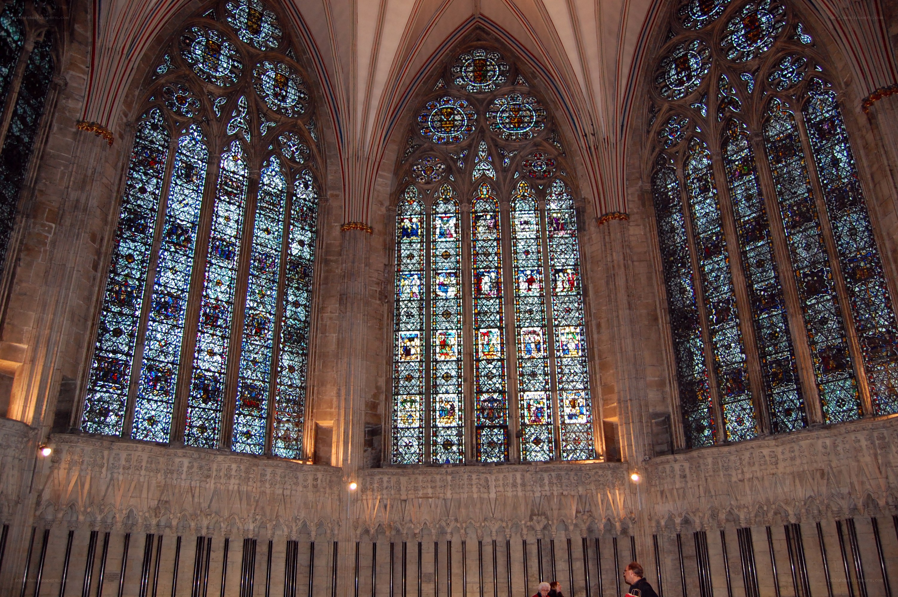 stained glass windows in a cathedral