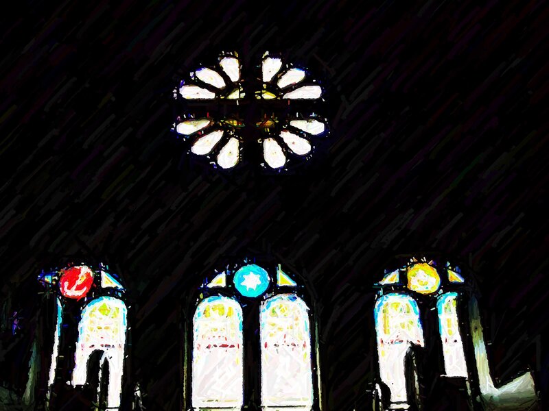 Stained glass windows in a church