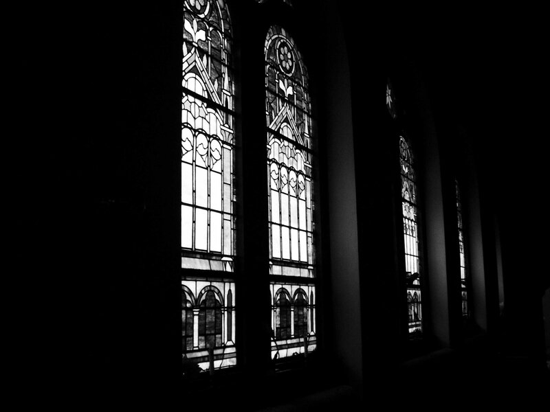stained glass windows in a church