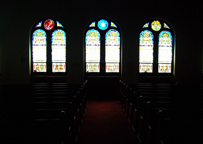 Stained glass windows in a church