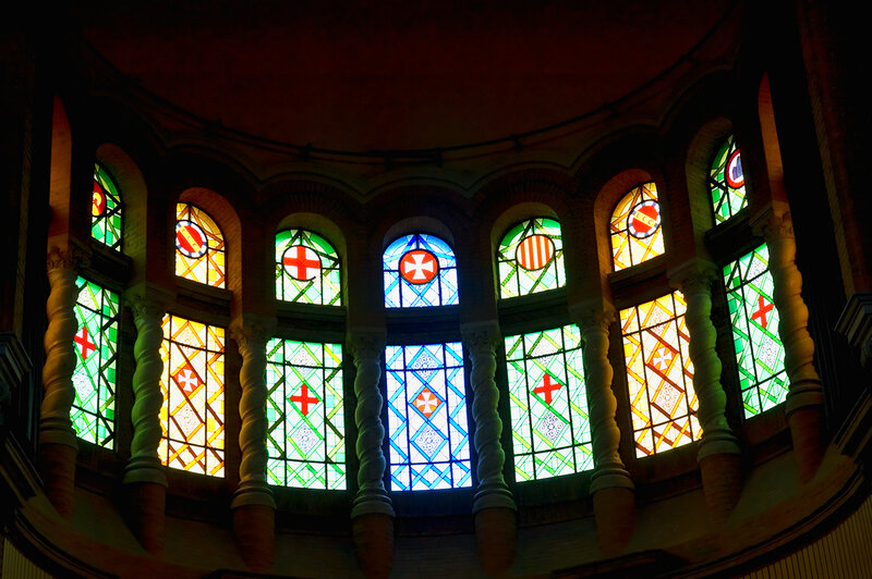 Stained glass windows in a church