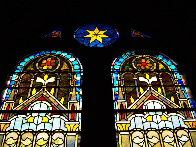Stained glass windows with star