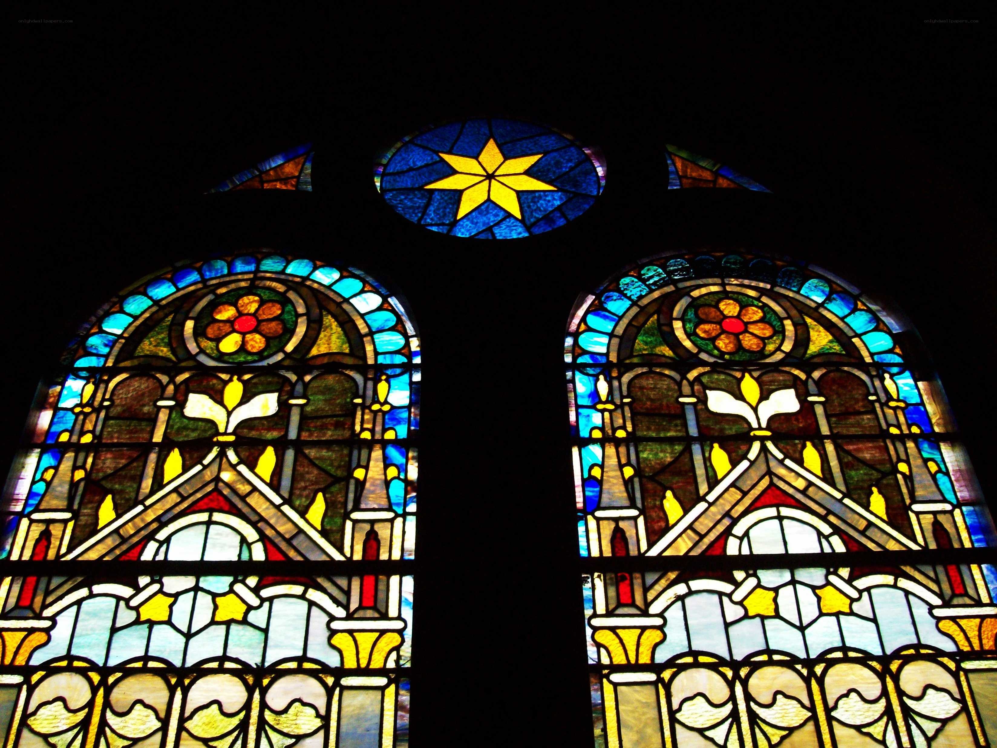 Stained glass windows with star