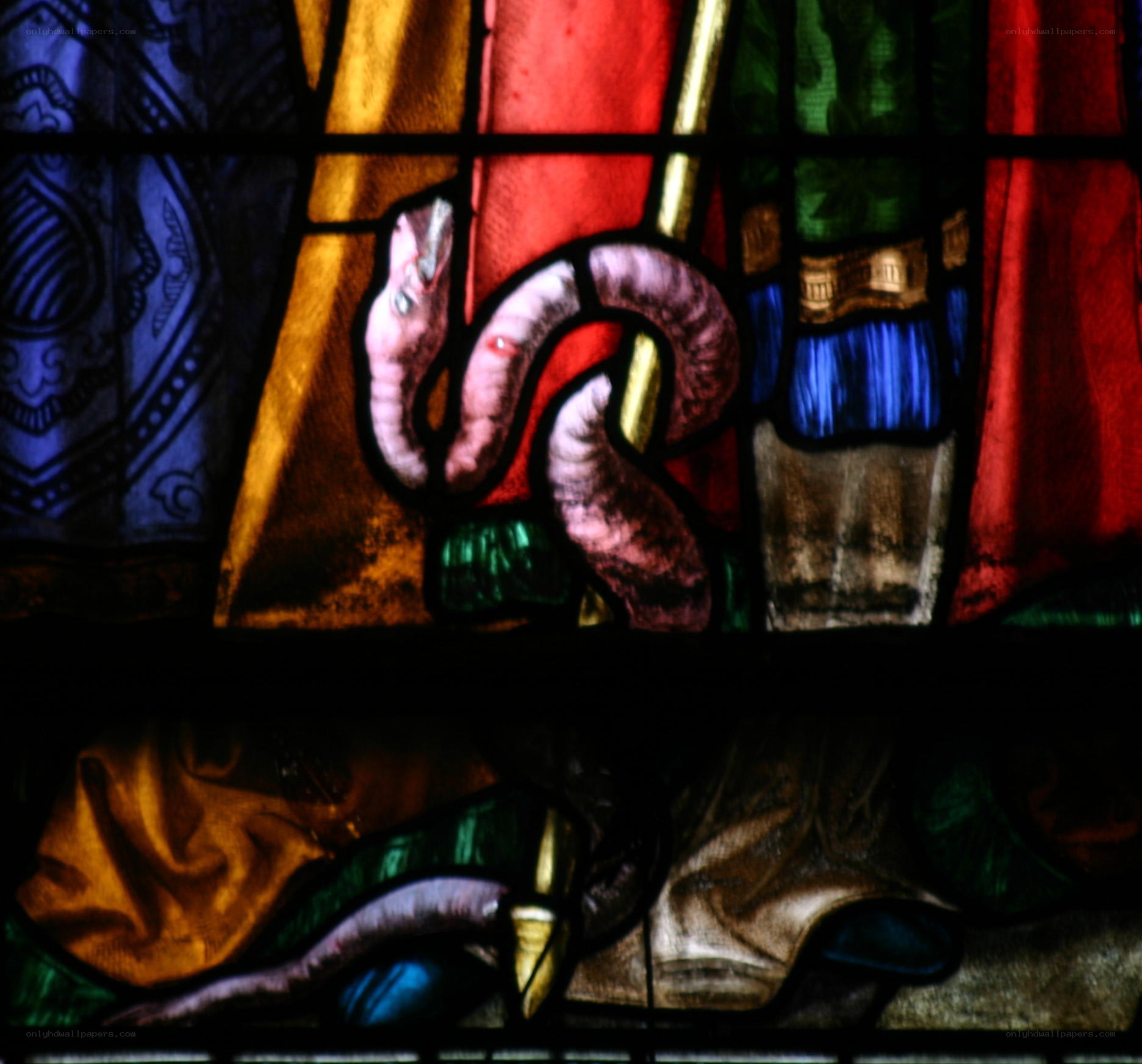 Stained glass with serpent