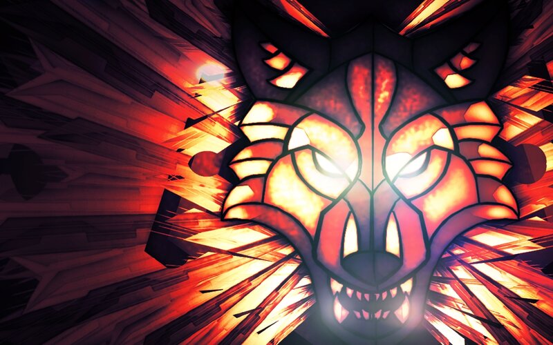 stained glass wolf head