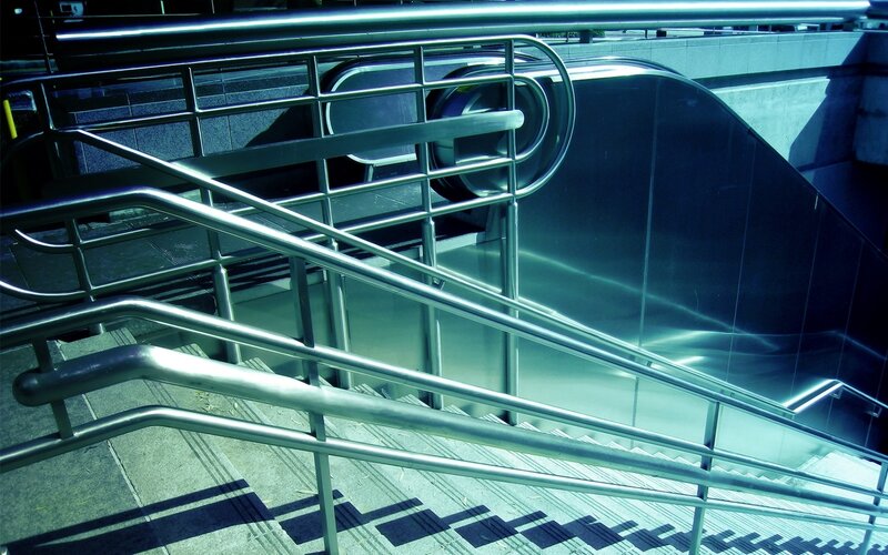 Staircase and escalator in a modern building