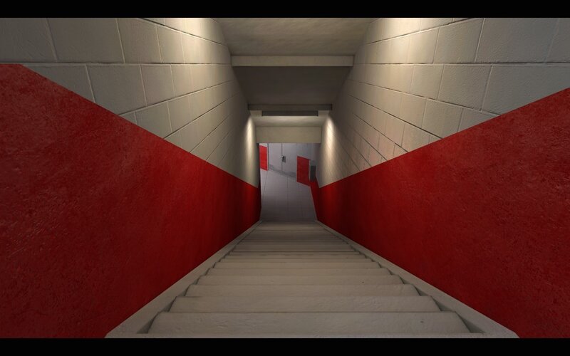 staircase in a concrete corridor