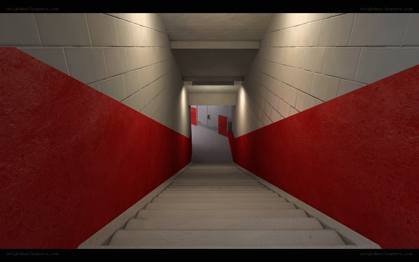 staircase in a concrete corridor