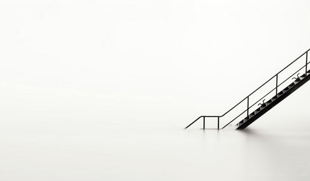 Staircase in a white void