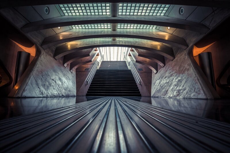 Staircase in Modern Tunnel