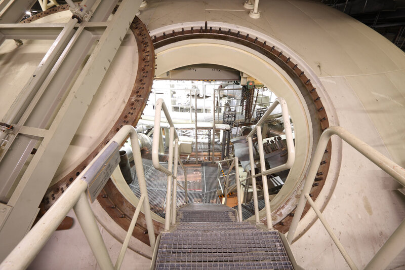 Staircase inside industrial machinery