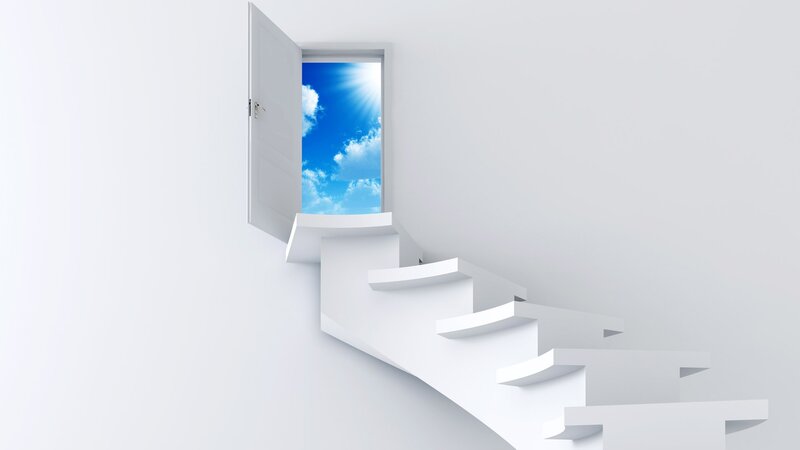 Staircase to a blue sky