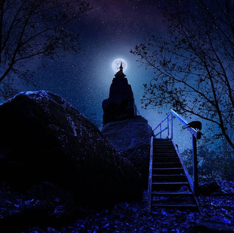 Staircase to Temple at Night