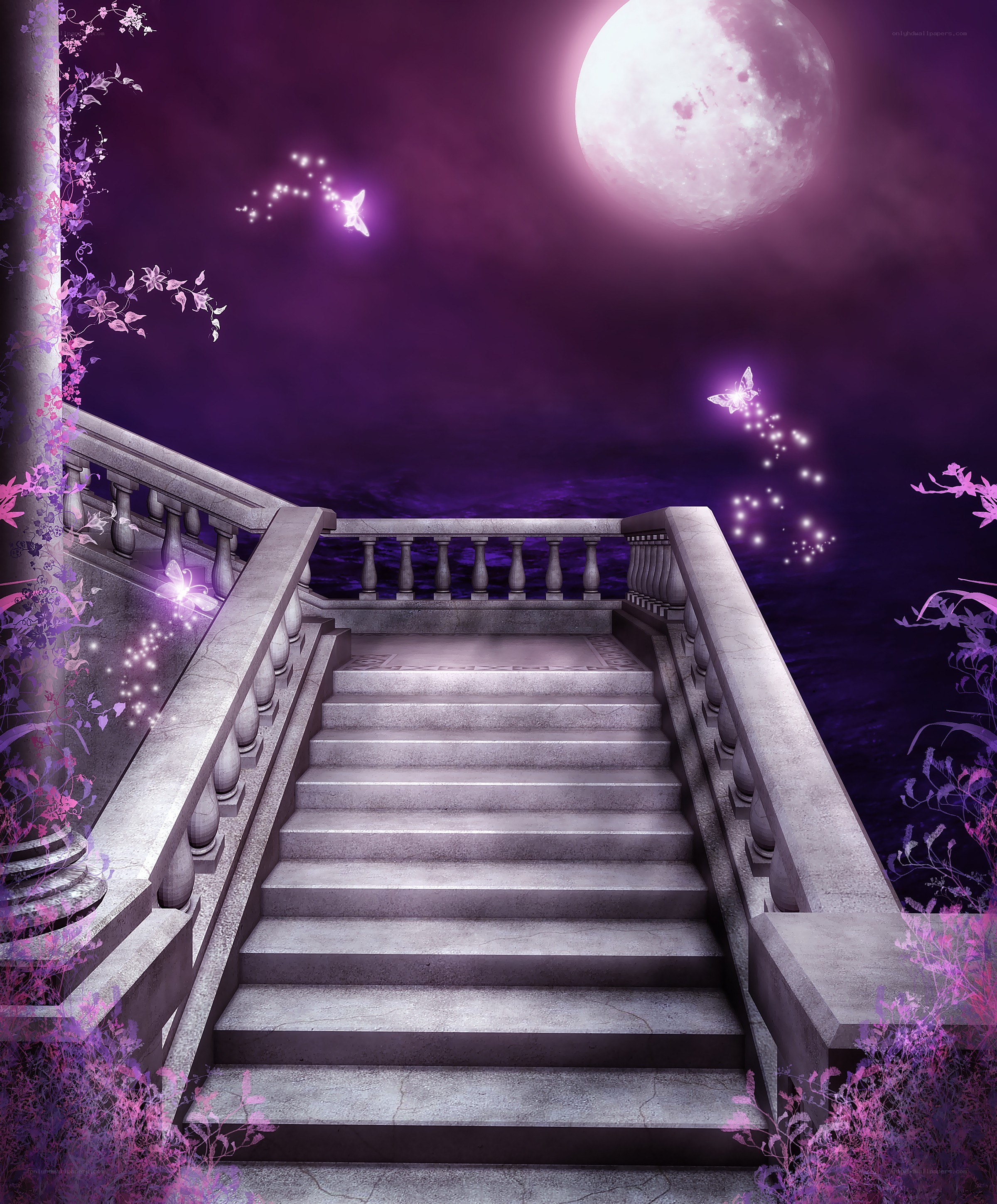 Staircase to the moonlit sky