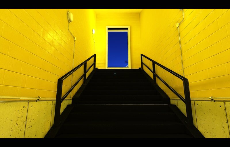 Staircase with Blue Door