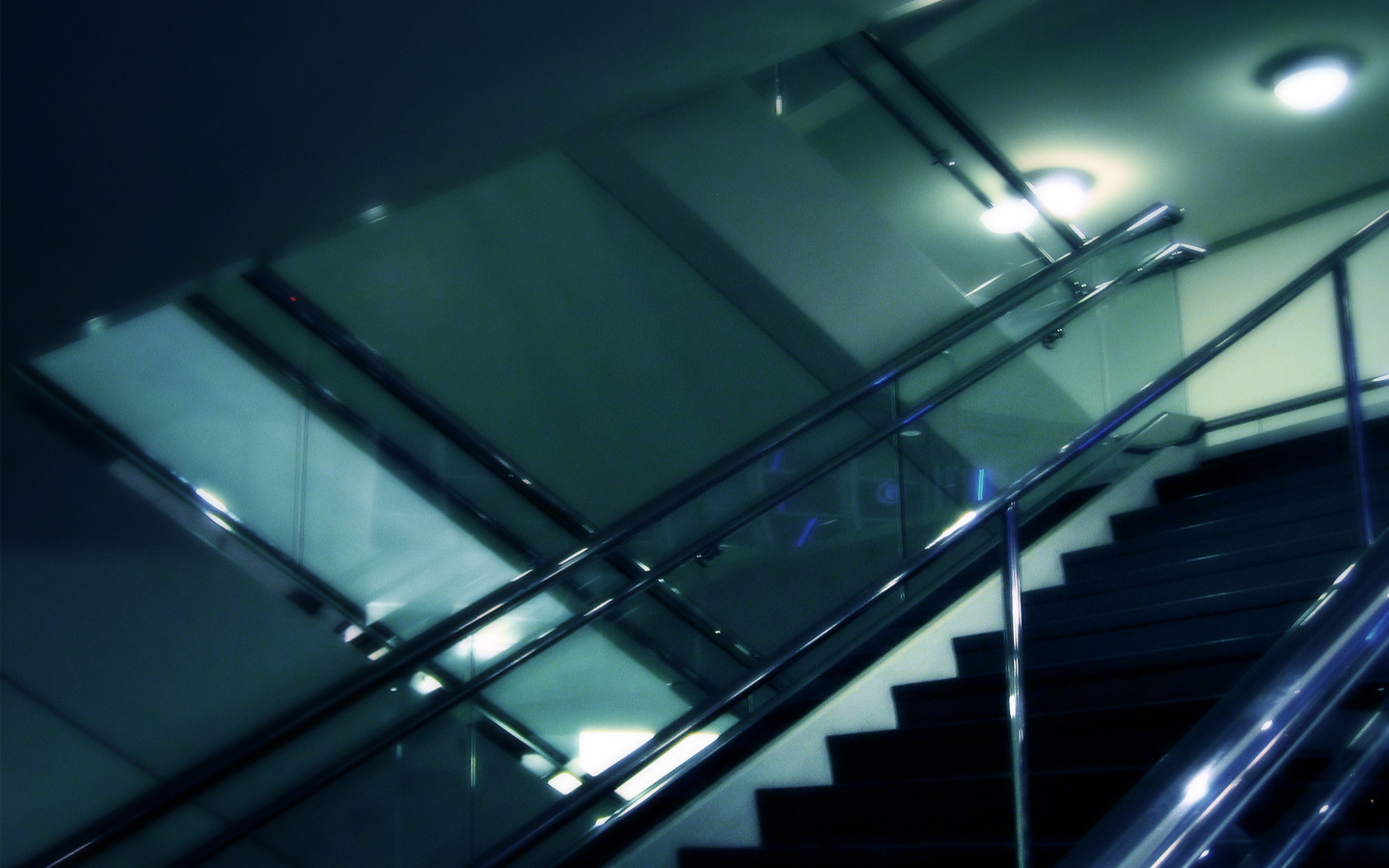 Staircase with glass railing
