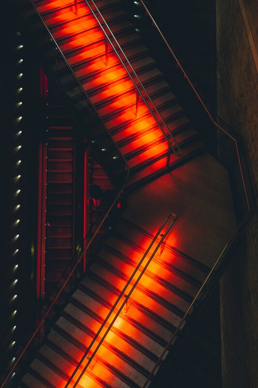 Staircase with Red Lighting